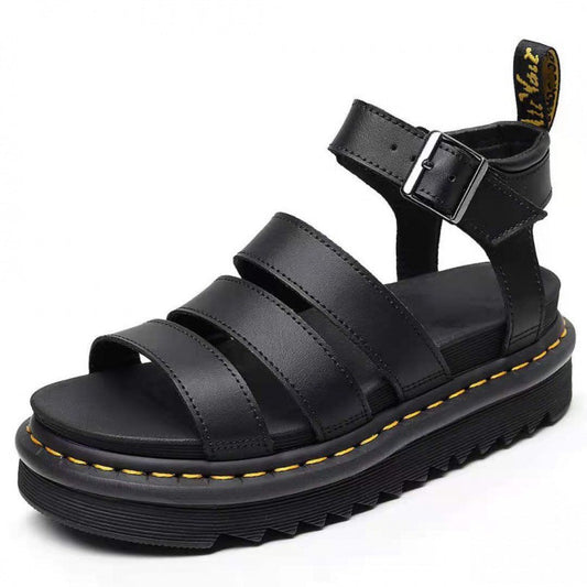 Women's Platform Strappy Sandals – Black