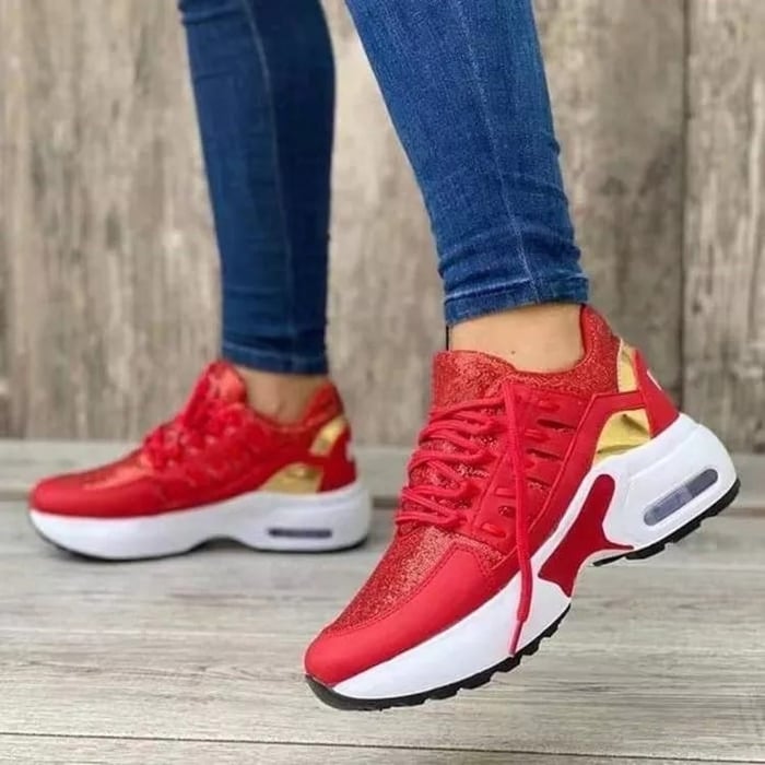 Women's Platform Chunky Sneakers – Red