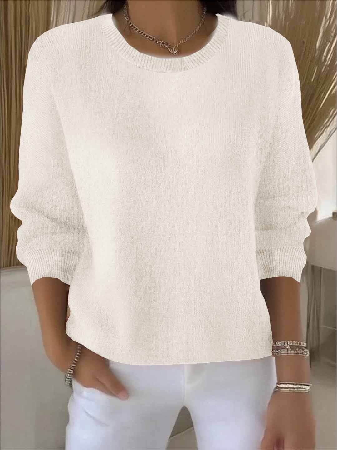 Women's Round Neck Long Sleeve Sweater – Apricot