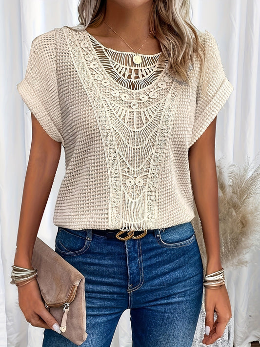 Women's Short Sleeve Blouse – Beige