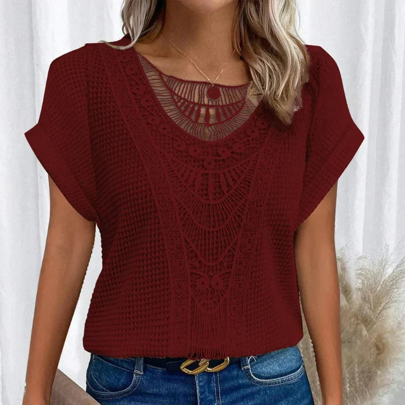 Women's Short Sleeve Blouse – Red