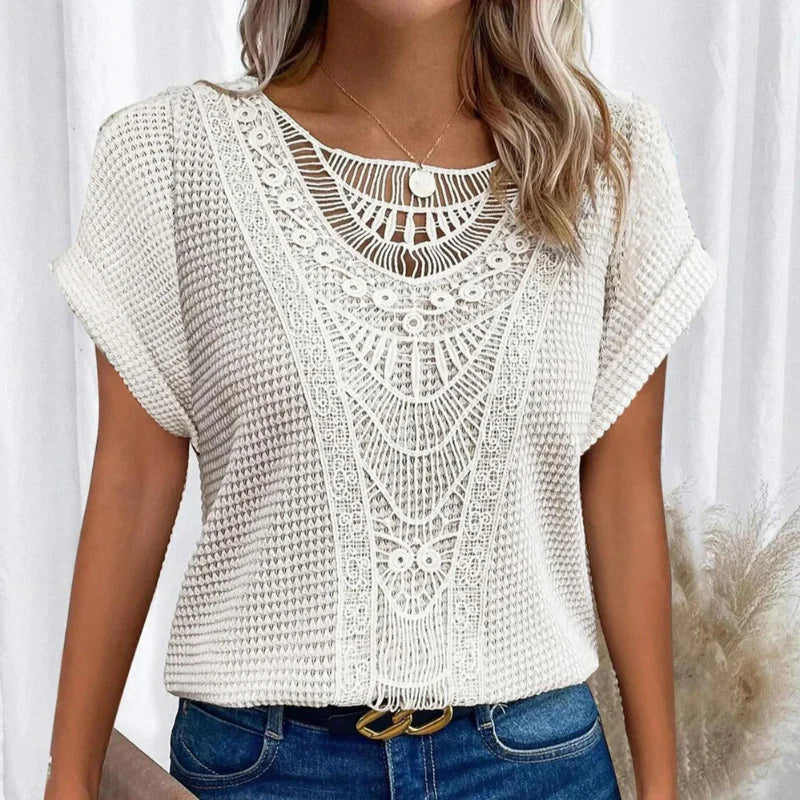 Women's Short Sleeve Blouse – White
