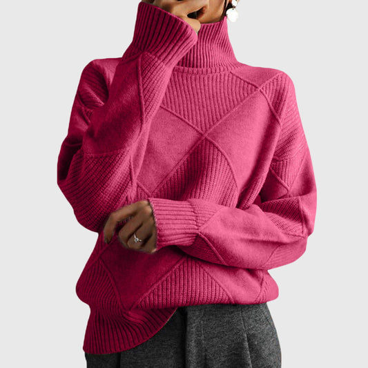 Women's Mock Neck Long Sleeve Sweater – Rose