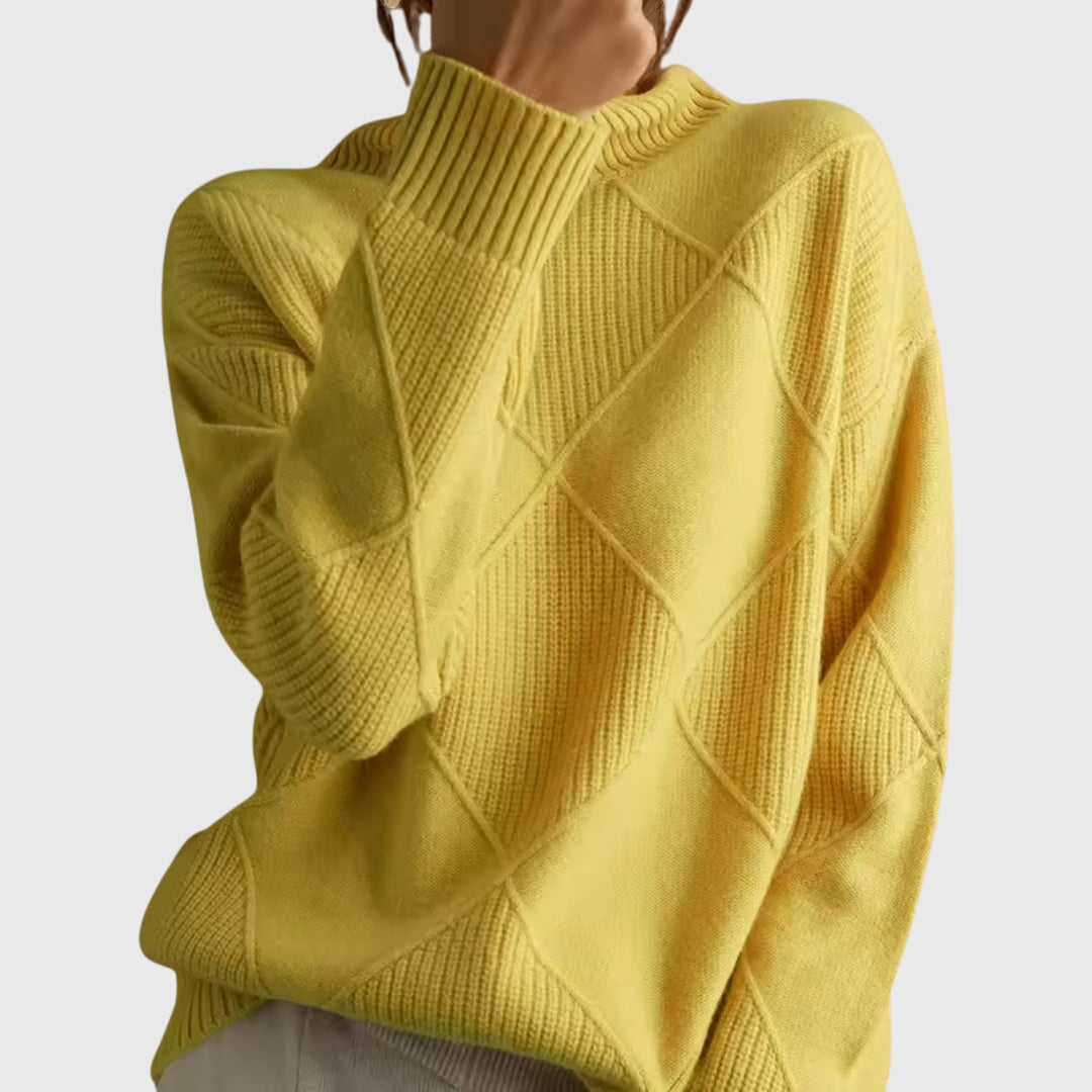 Women's Mock Neck Long Sleeve Sweater – Yellow