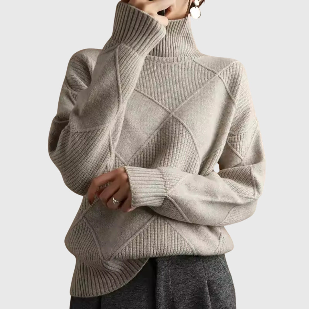 Women's Mock Neck Long Sleeve Sweater – Grey