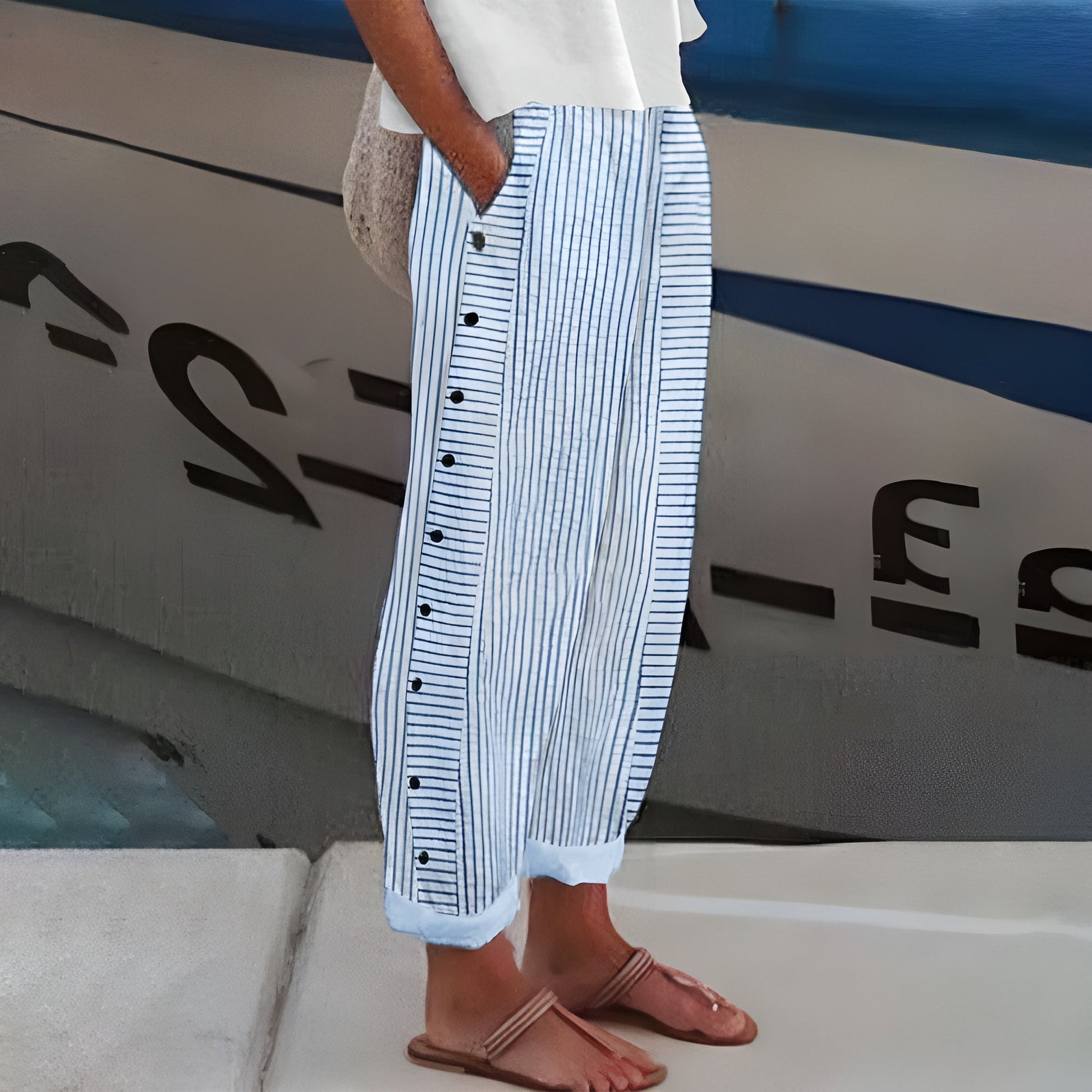 Women's Wide Leg Pants – Blue