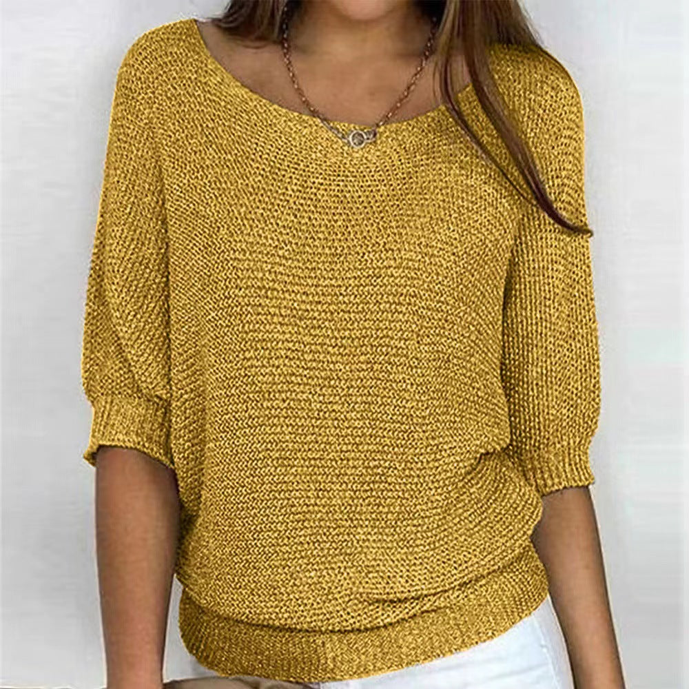 Women's V Neck Long Sleeve Sweater – Yellow