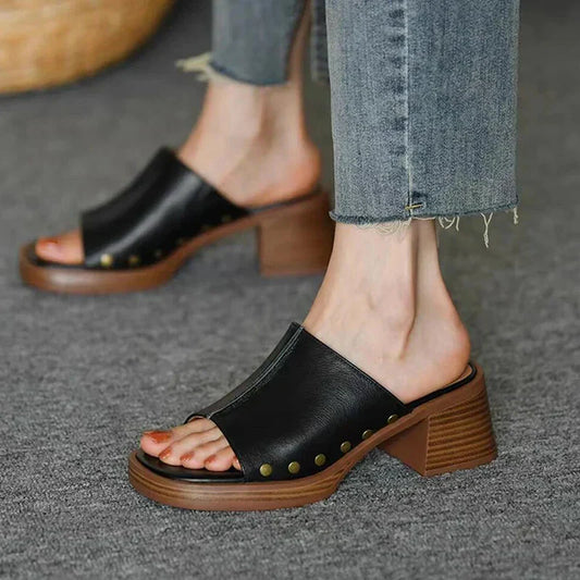 Women's Platform Mule Sandals – Black