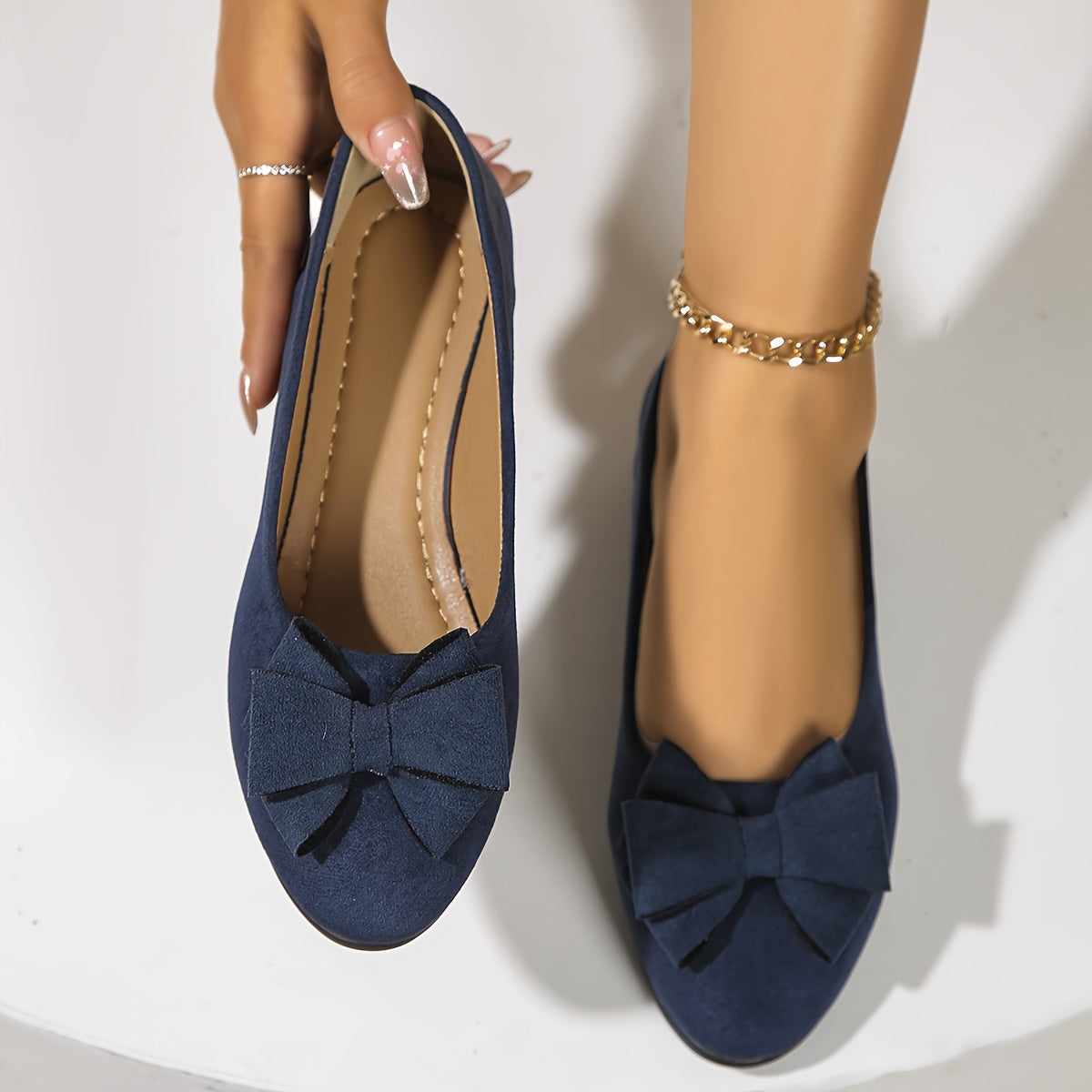 Women's Round Toe Bow Flats