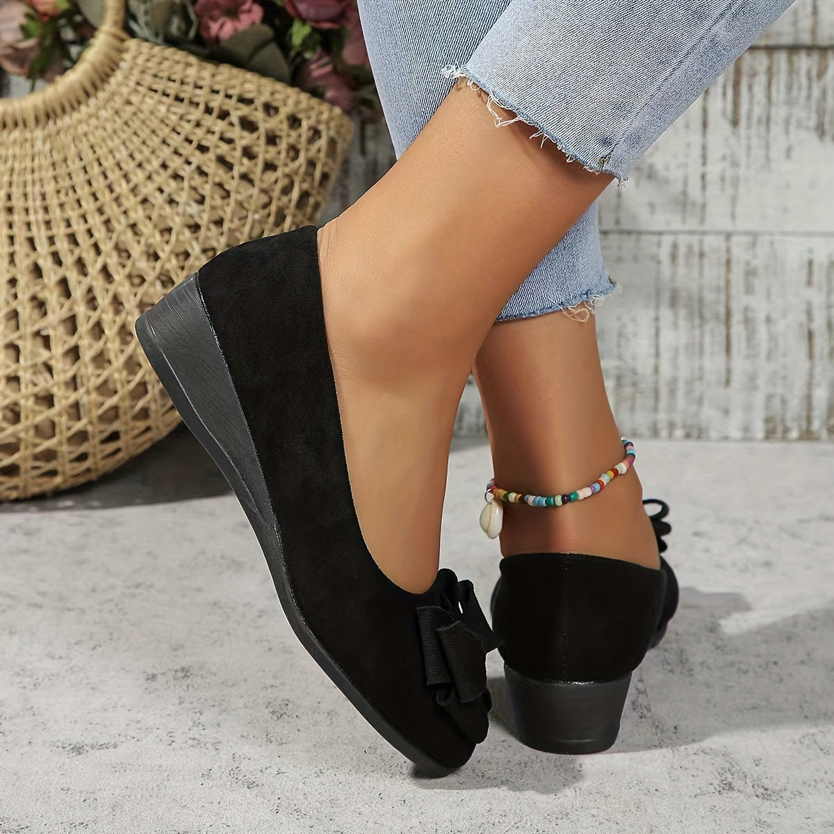Women's Round Toe Bow Flats