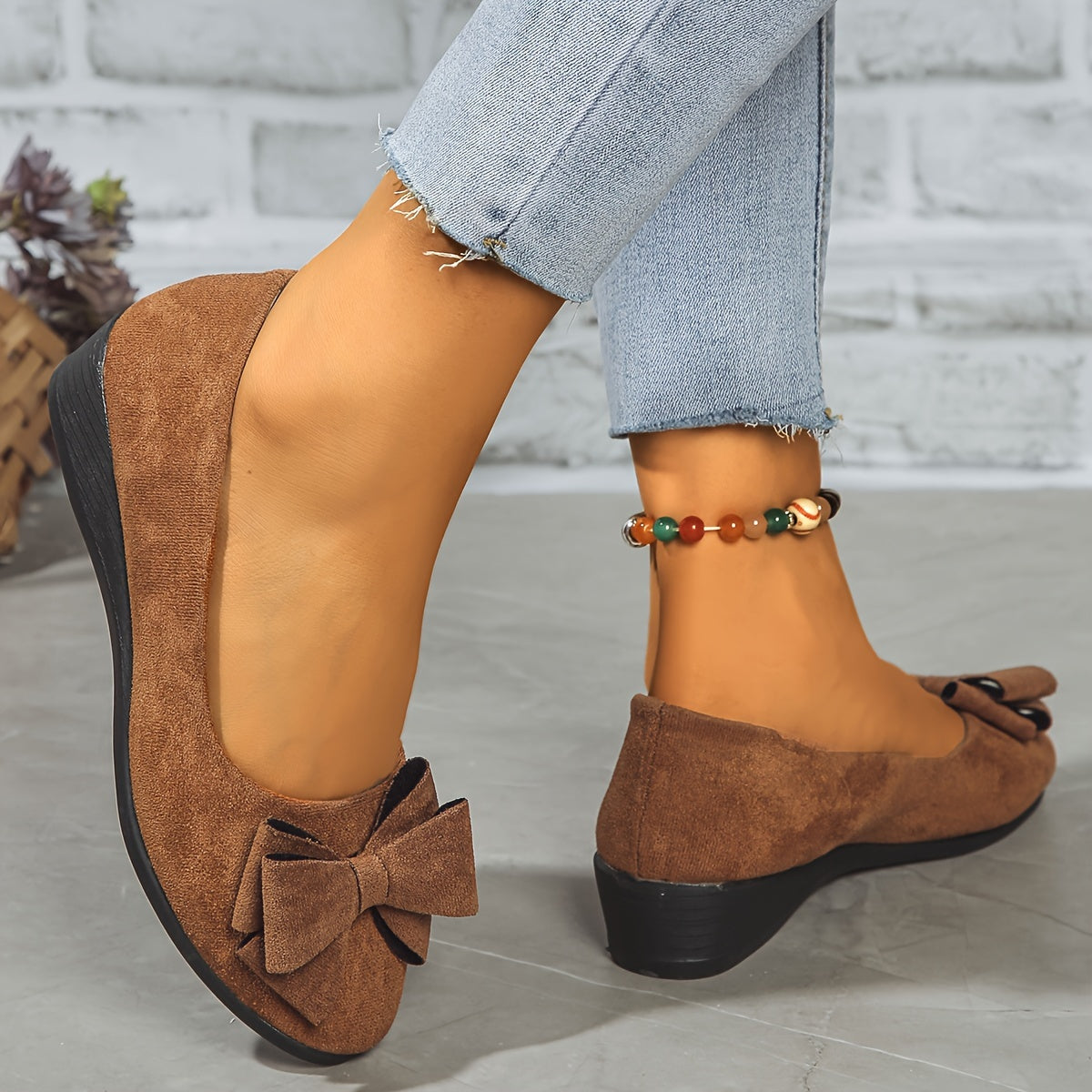 Women's Round Toe Bow Flats