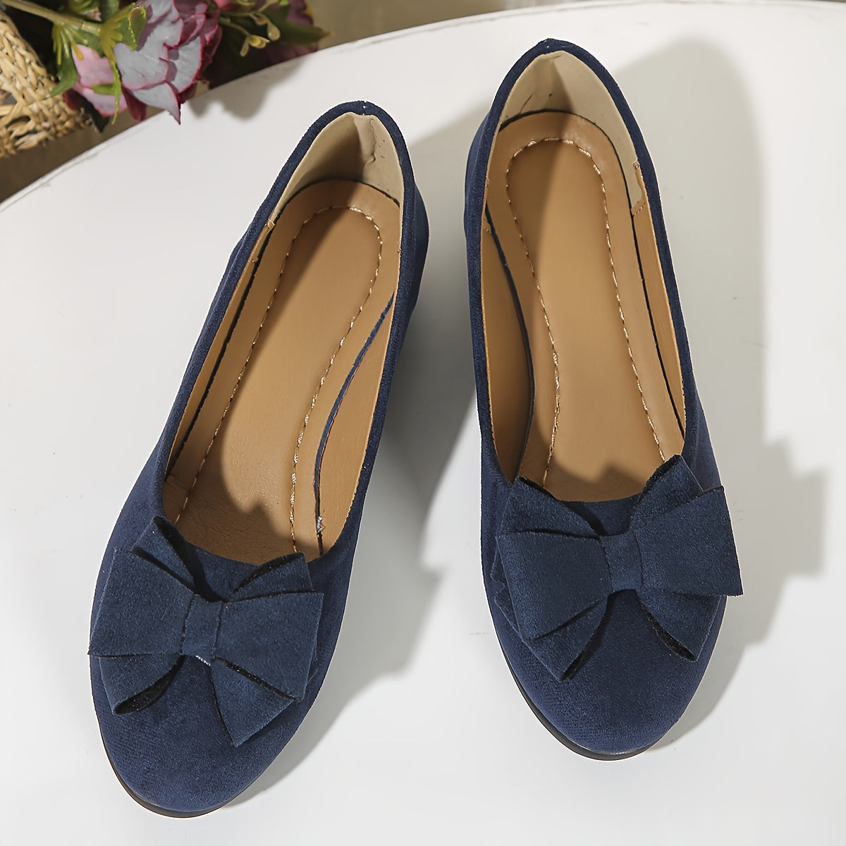 Women's Round Toe Bow Flats