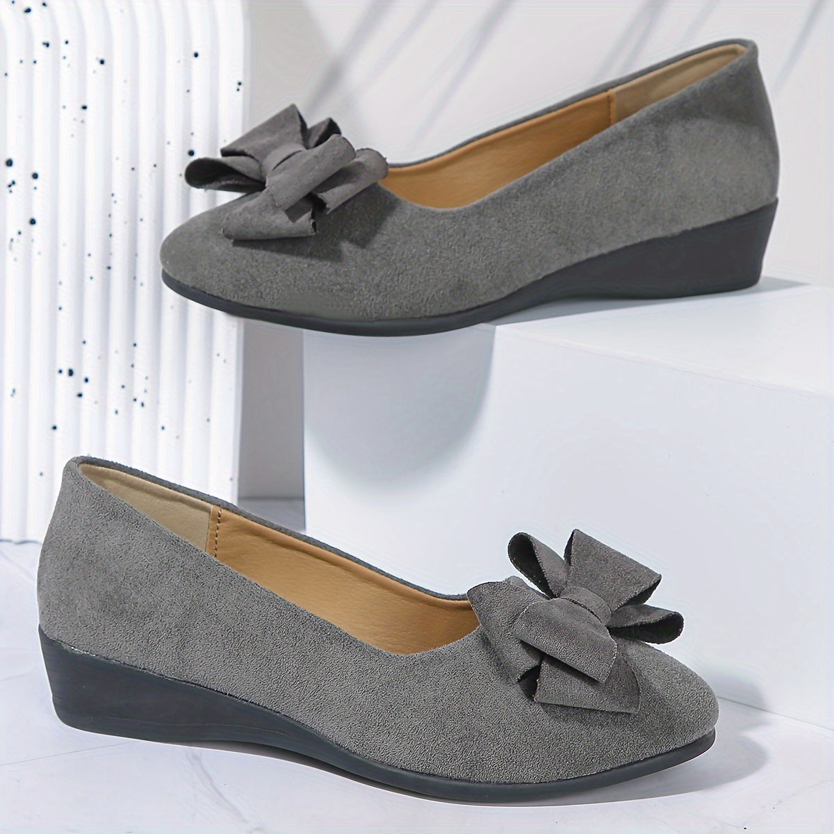 Women's Round Toe Bow Flats