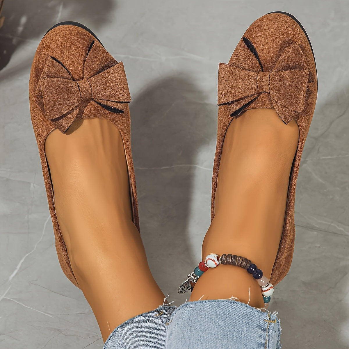 Women's Round Toe Bow Flats