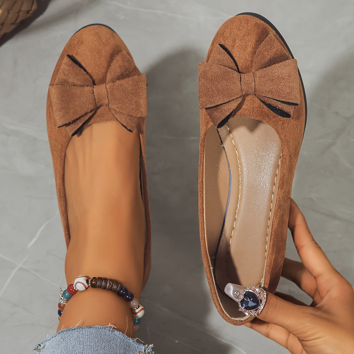 Women's Round Toe Bow Flats