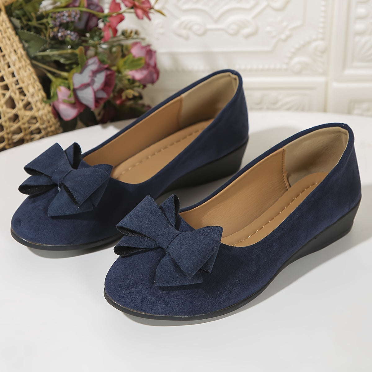 Women's Round Toe Bow Flats
