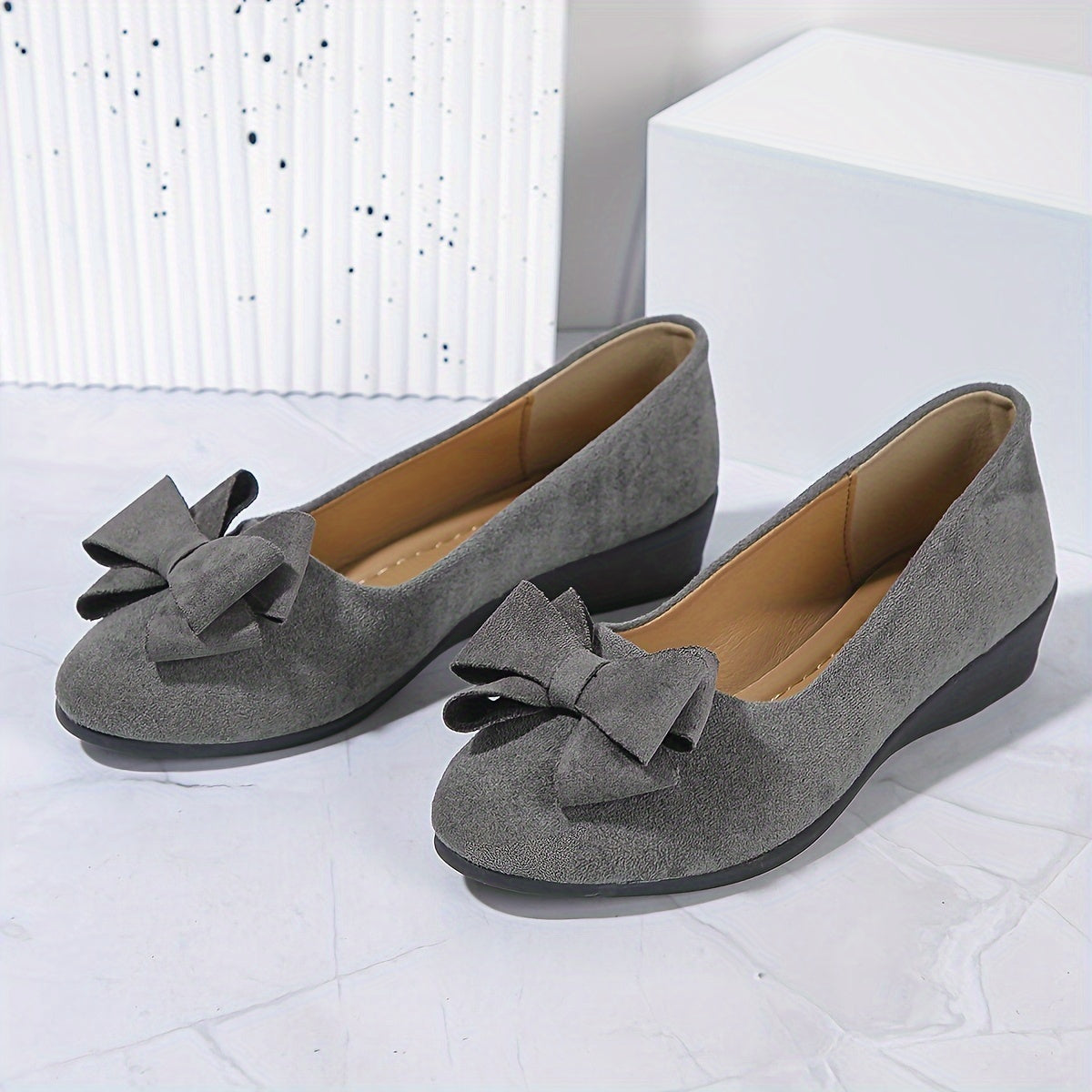 Women's Round Toe Bow Flats