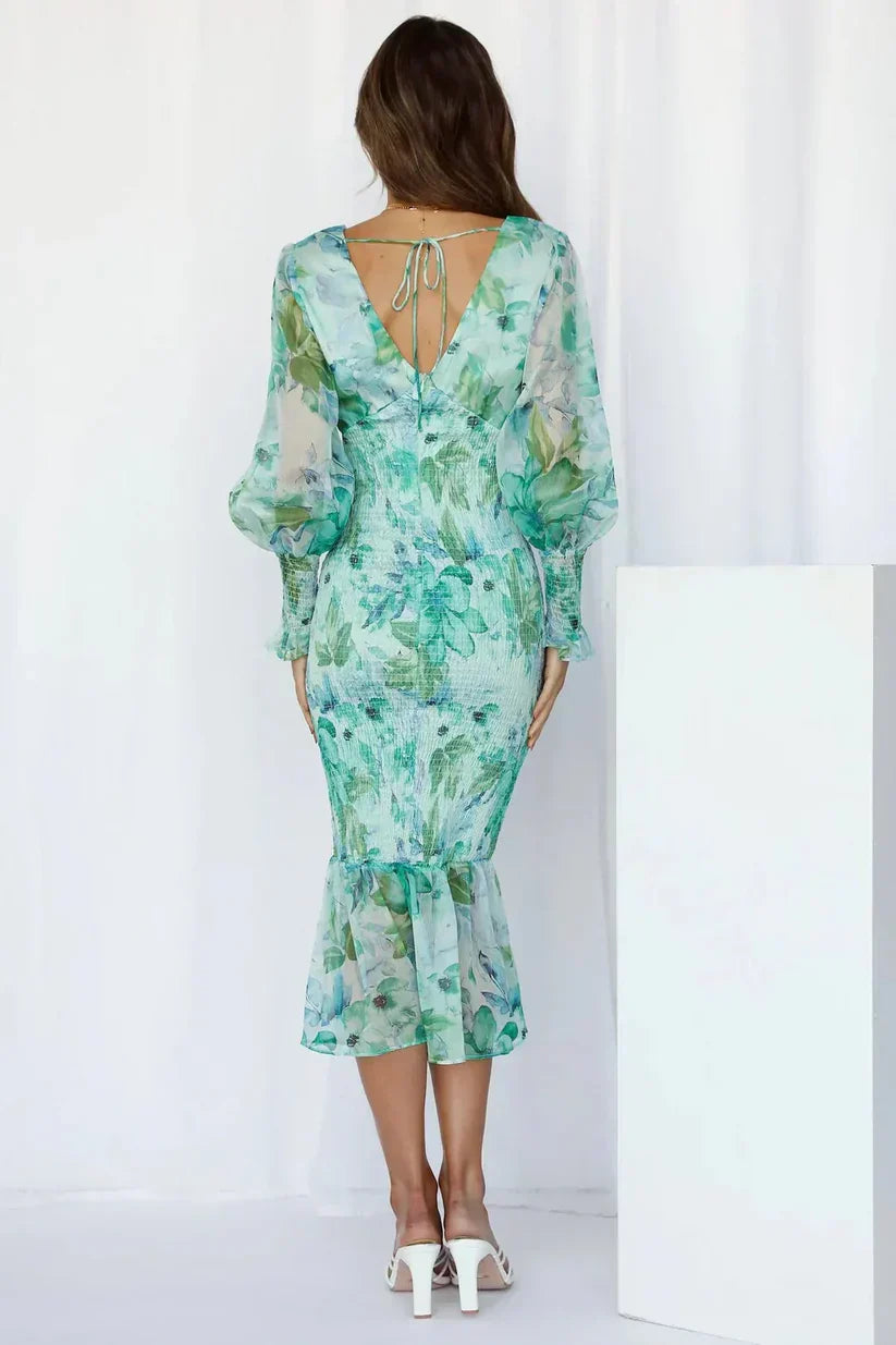 Women's V Neck Midi Dress