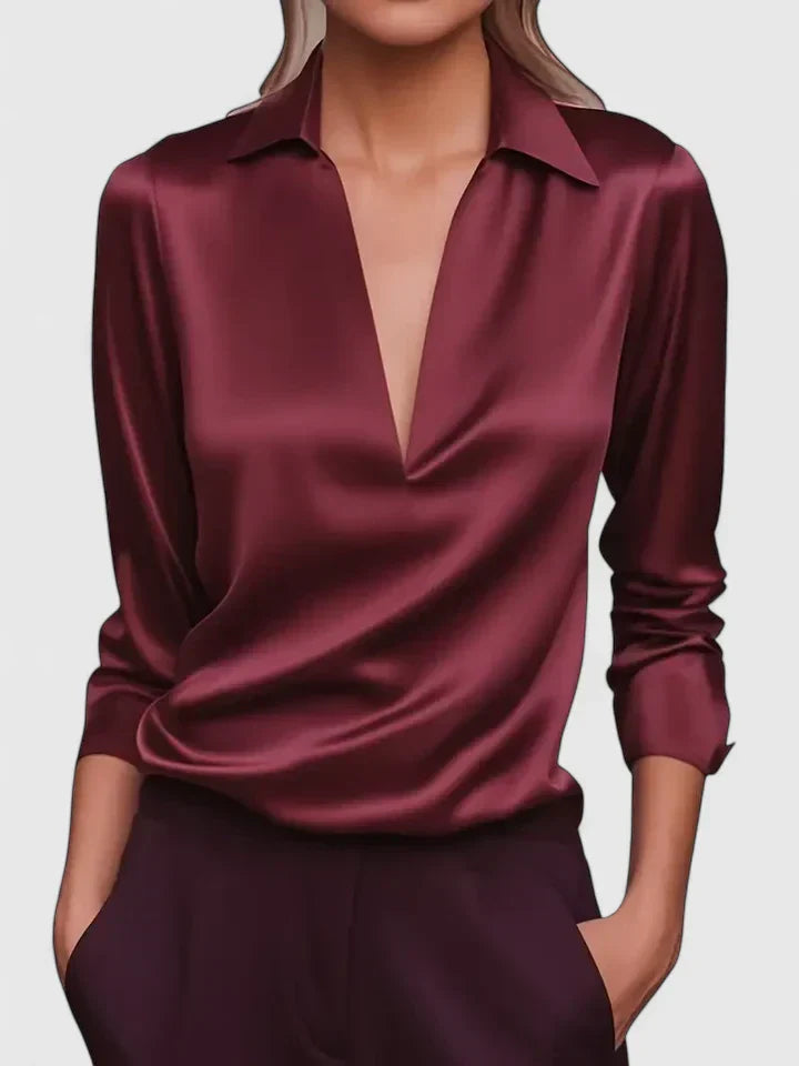 Women's Long Sleeve Blouse – Burgundy