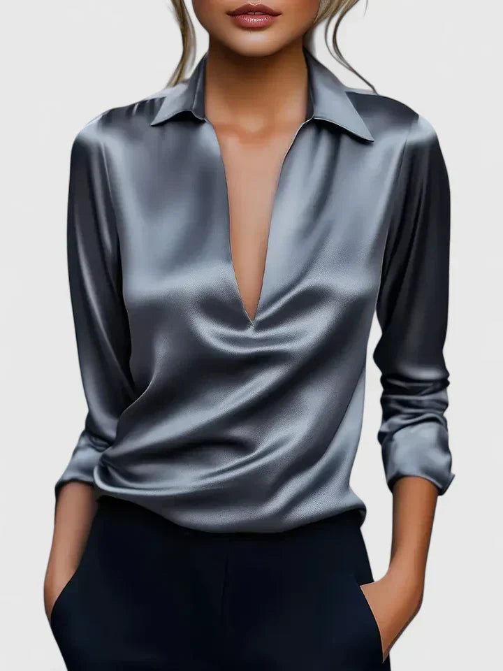 Women's Long Sleeve Blouse – Grey