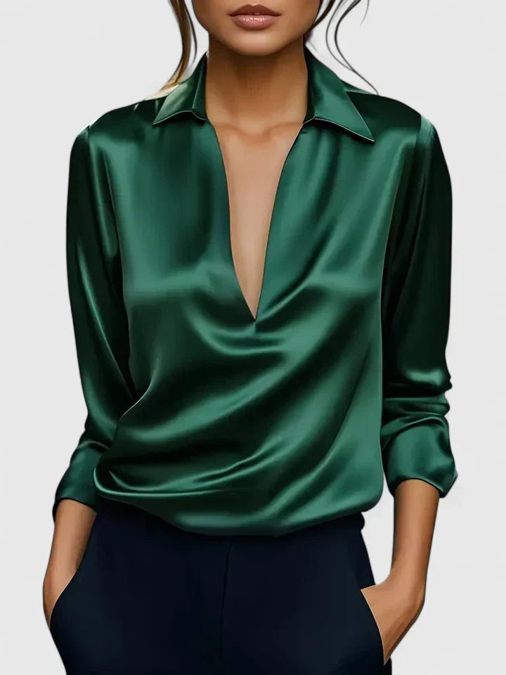 Women's Long Sleeve Blouse – Green