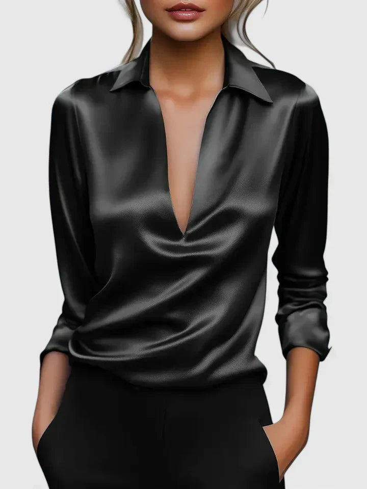 Women's Long Sleeve Blouse – Black