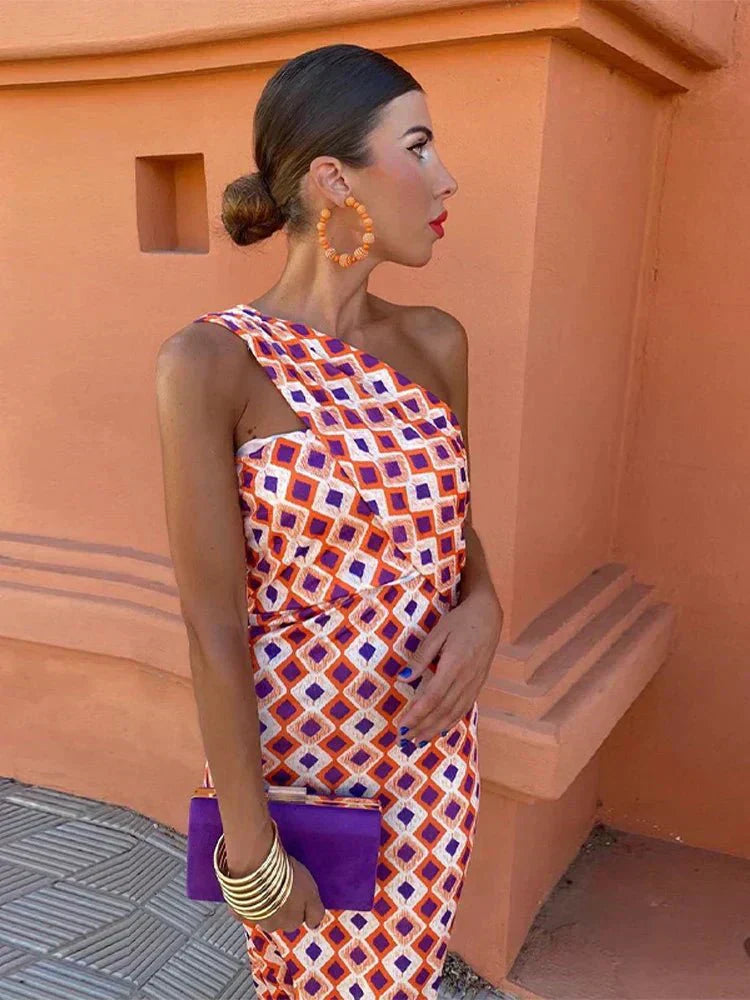 Women's One Shoulder Maxi Dress