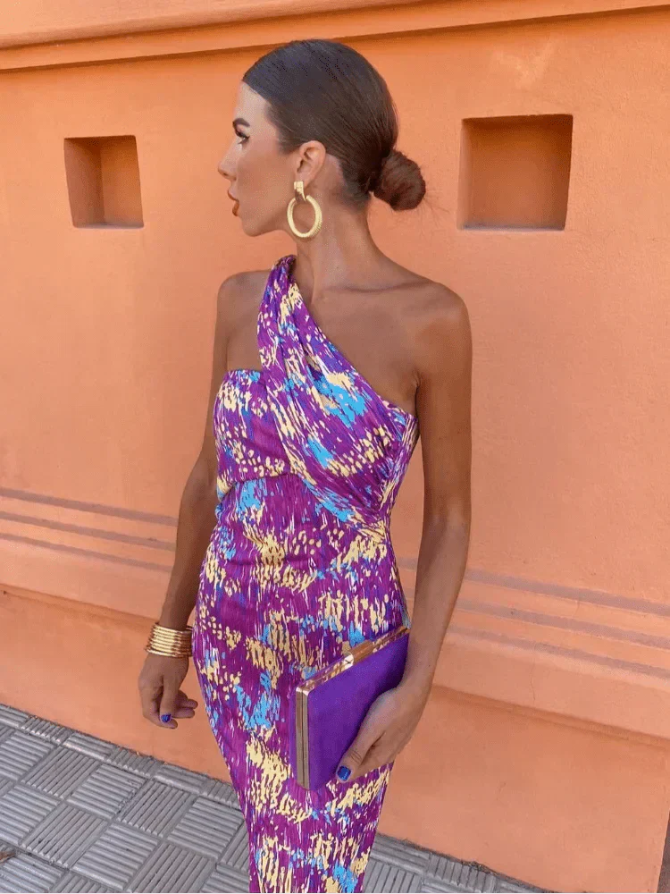 Women's One Shoulder Maxi Dress