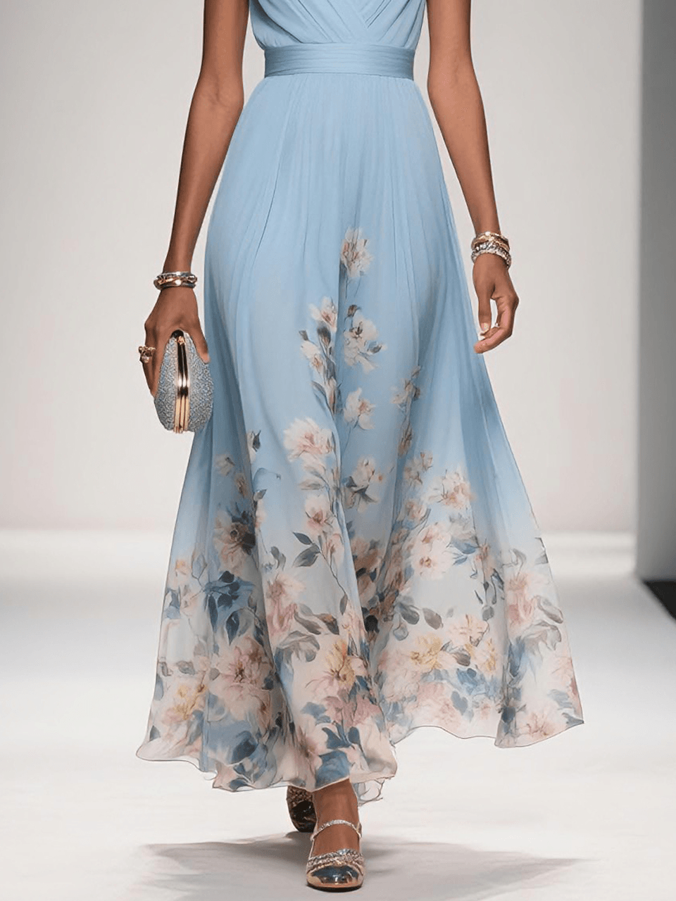 Women's V Neck Maxi Dress