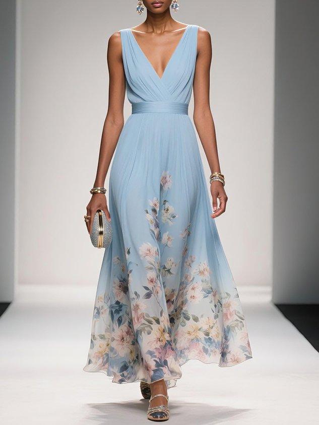 Women's V Neck Maxi Dress