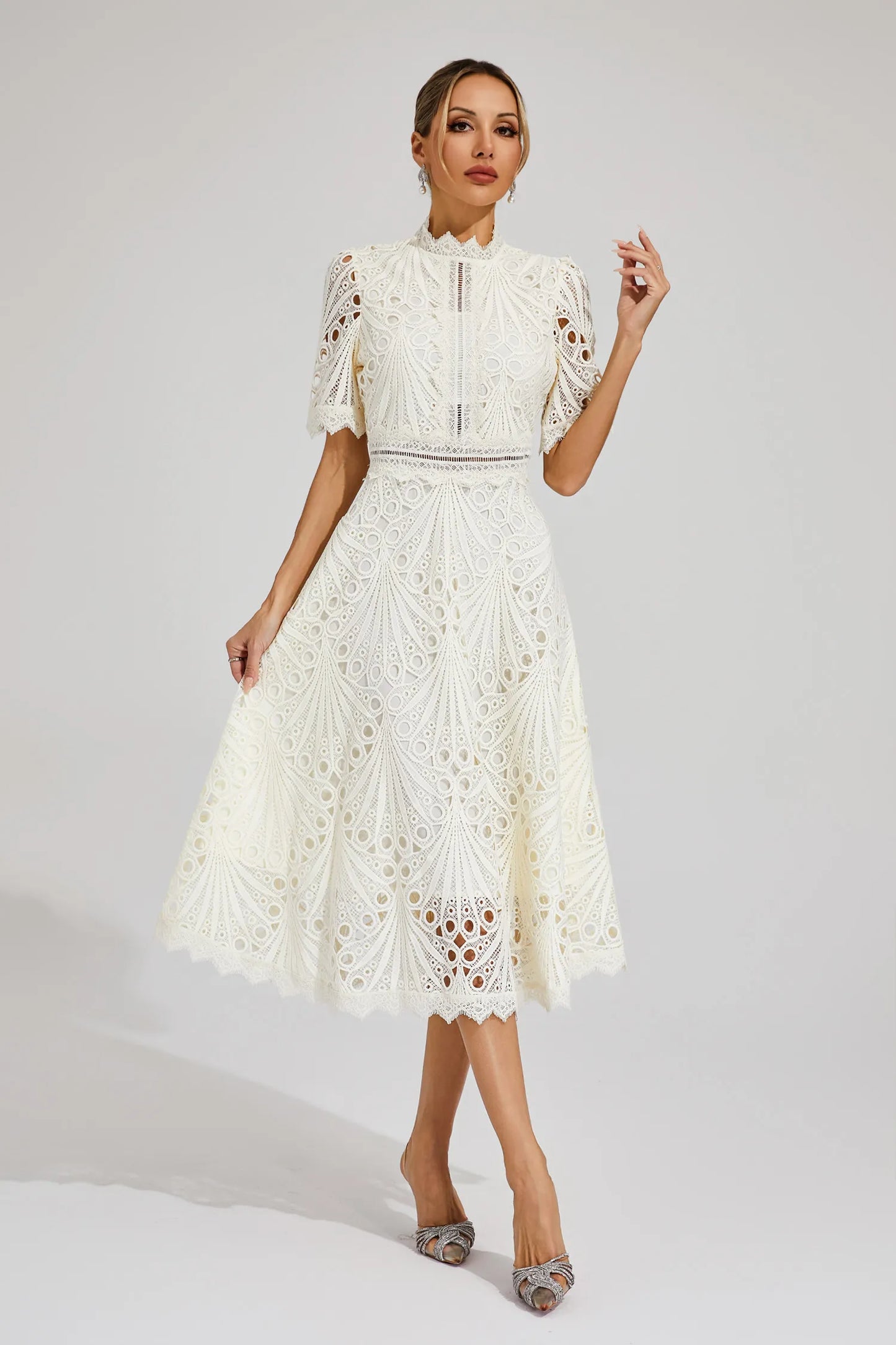 Women's A-Line Midi Dress – White