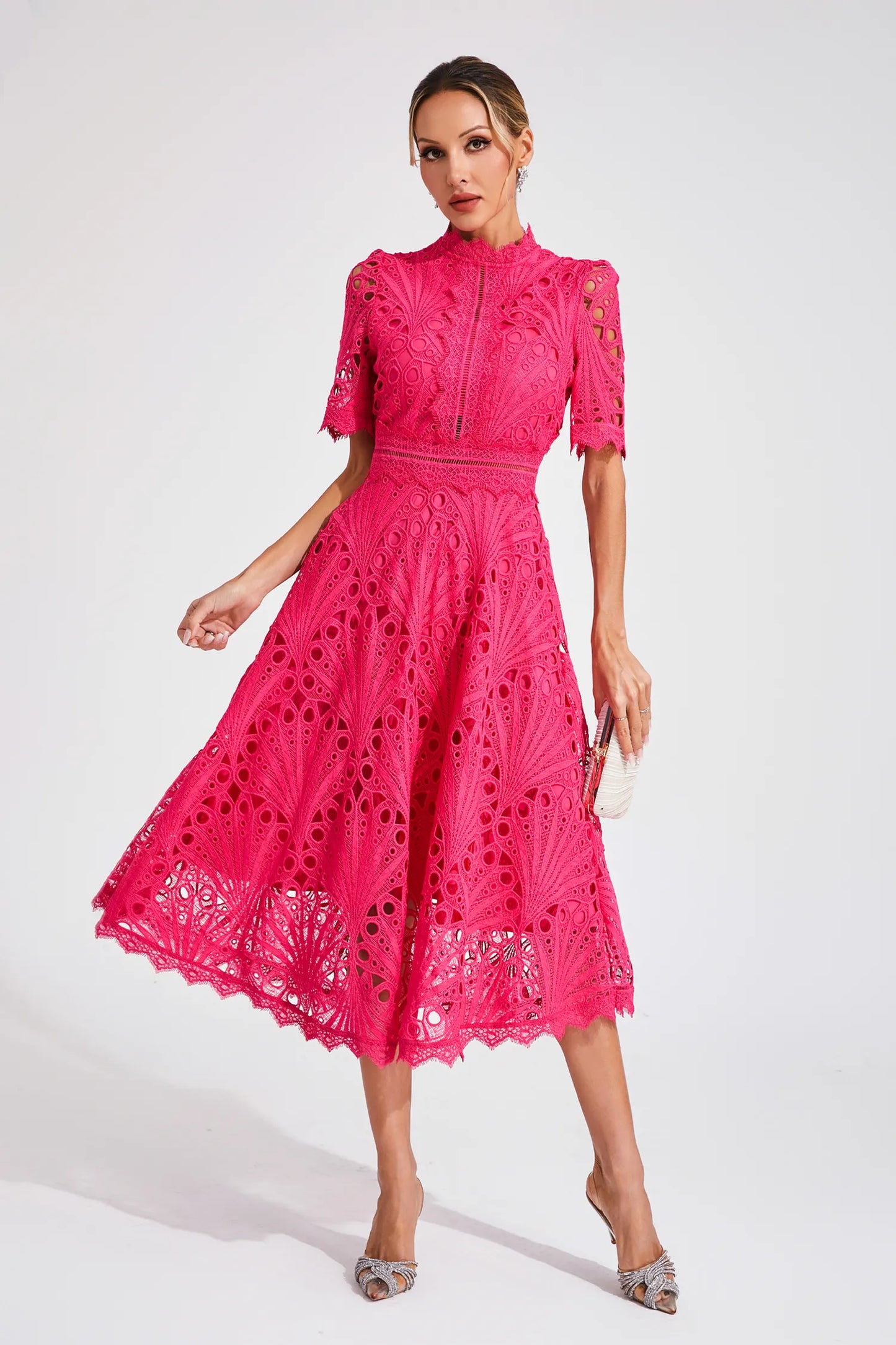 Women's A-Line Midi Dress – Pink