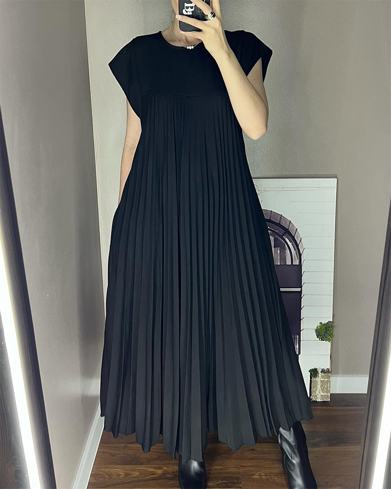 Women's Pleated Maxi Dress – Black
