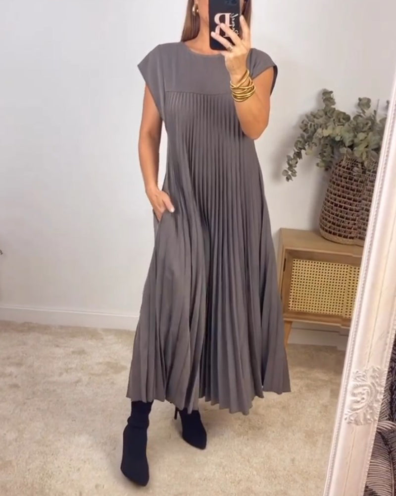 Women's Pleated Maxi Dress – Grey