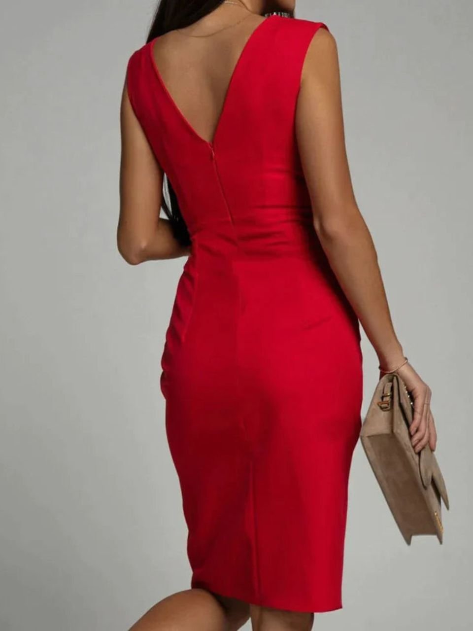 Women's V Neck Midi Dress