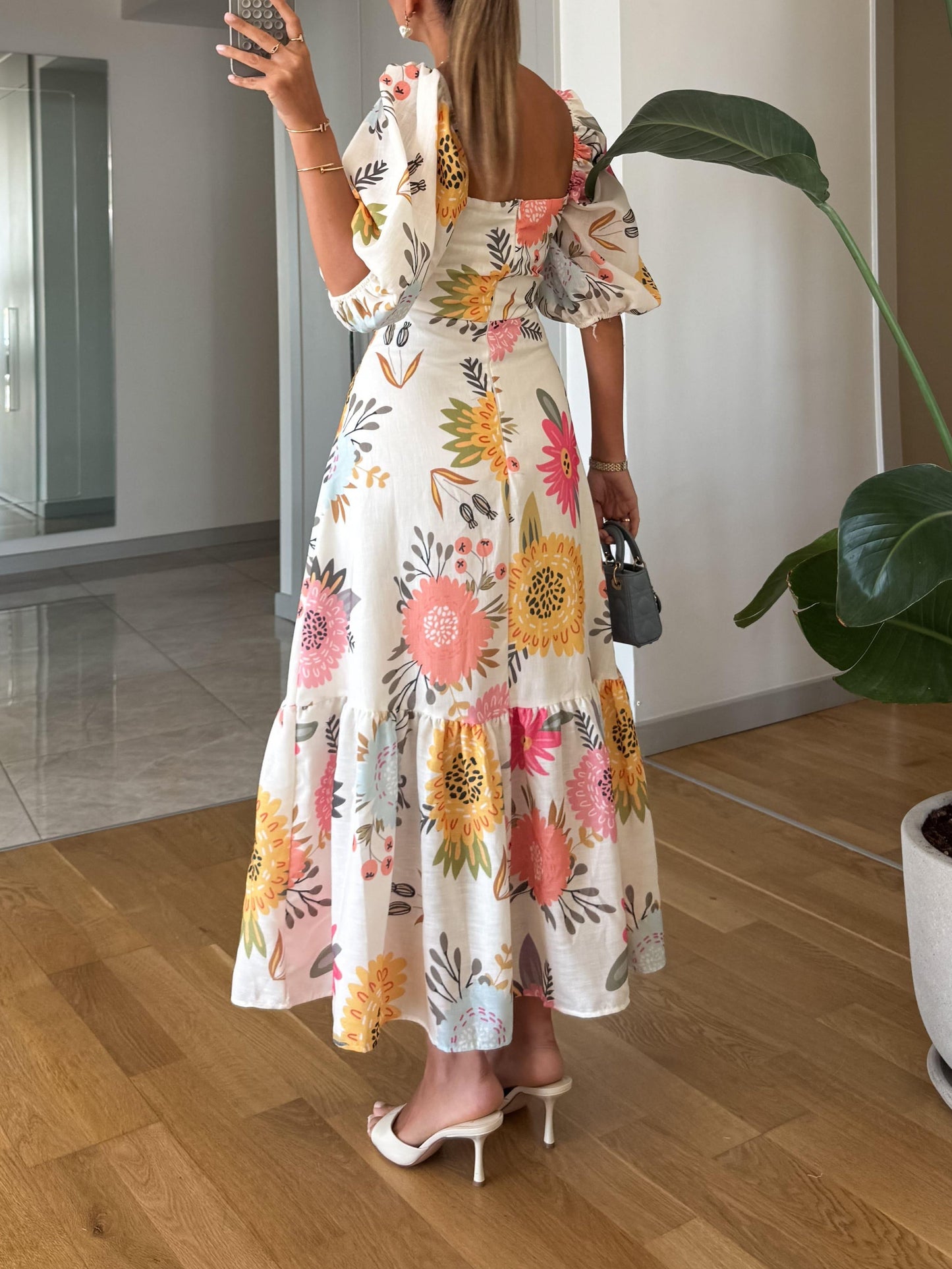 Women's Square Neck Midi Dress