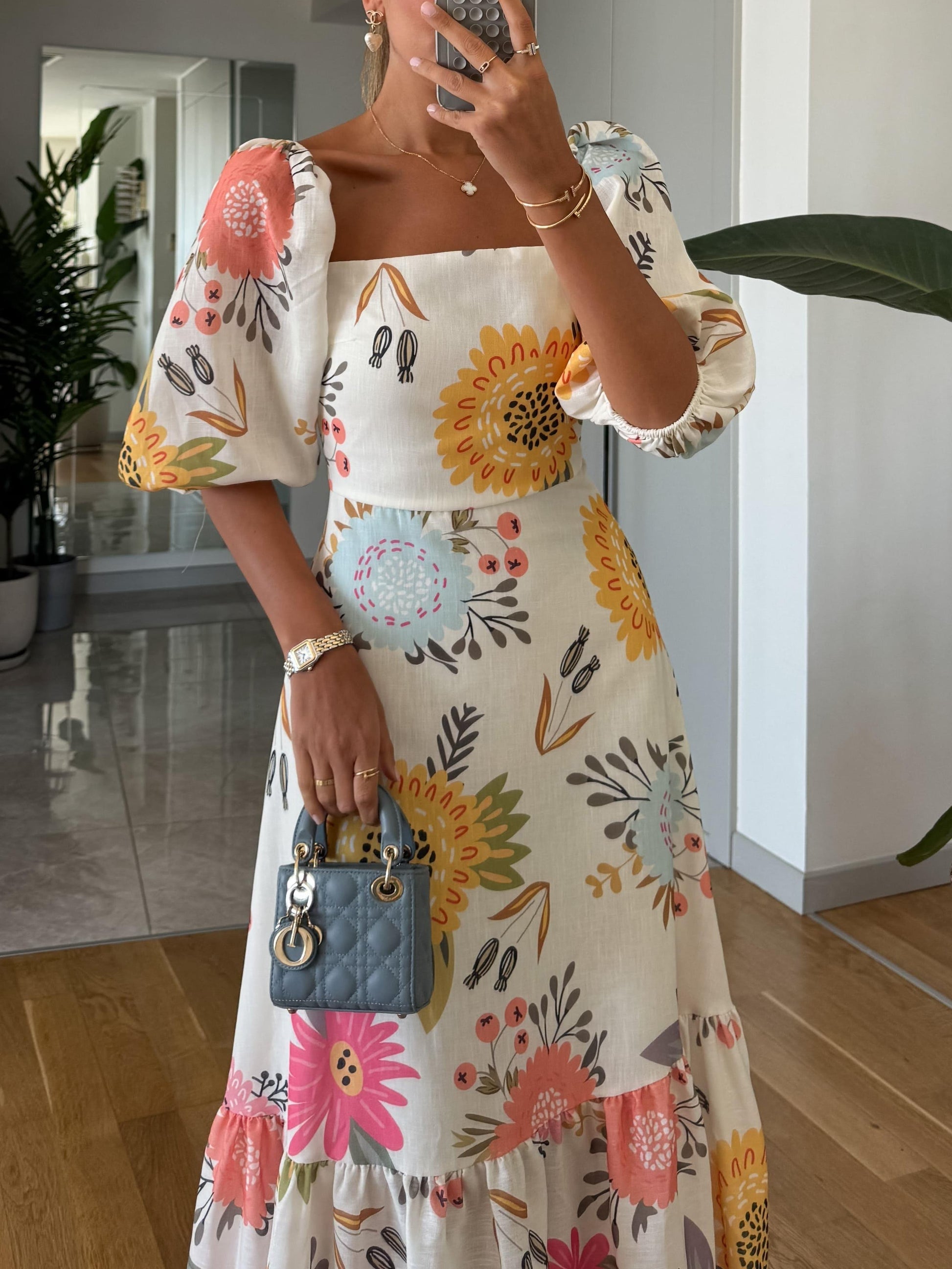 Women's Square Neck Midi Dress