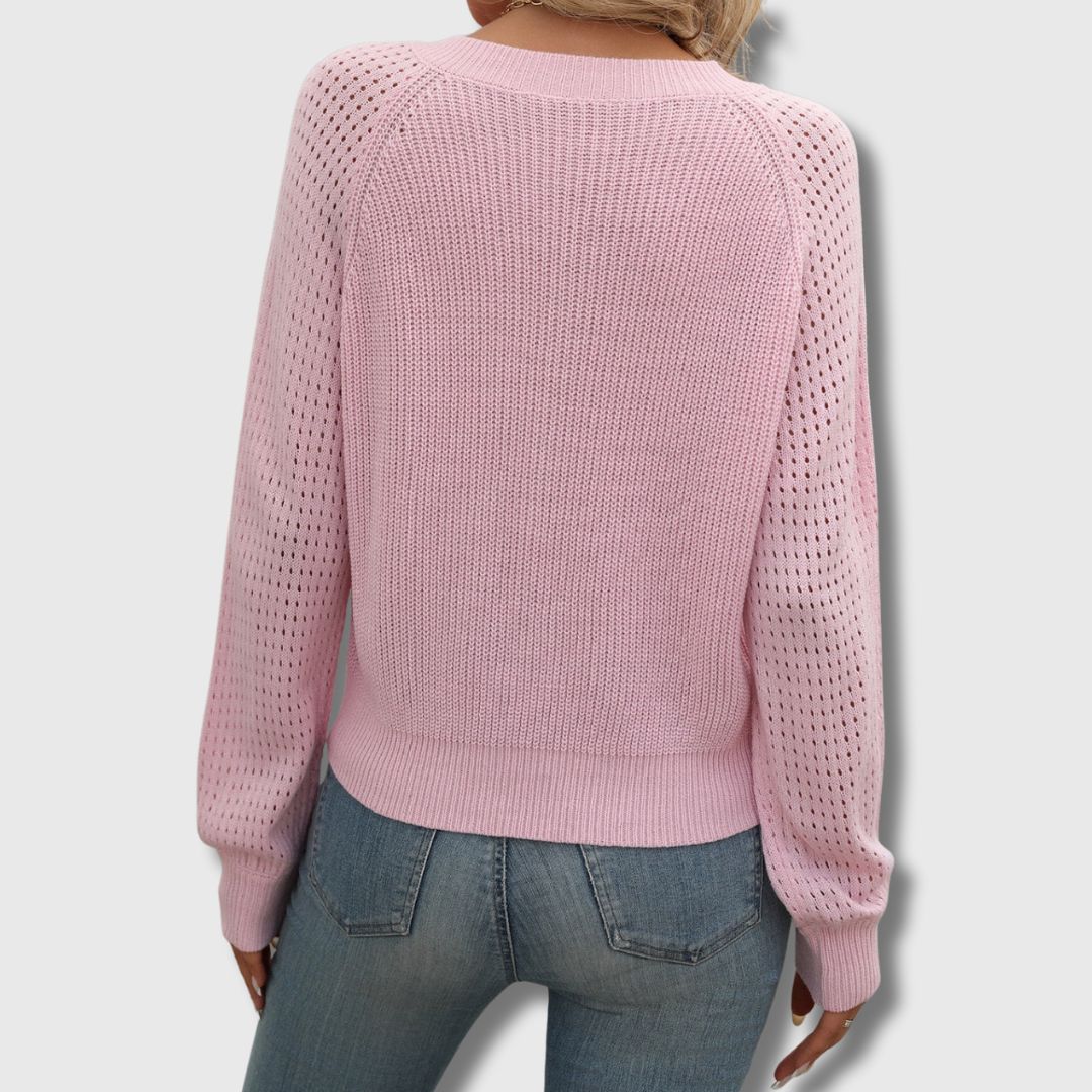 Women's V Neck Long Sleeve Sweater