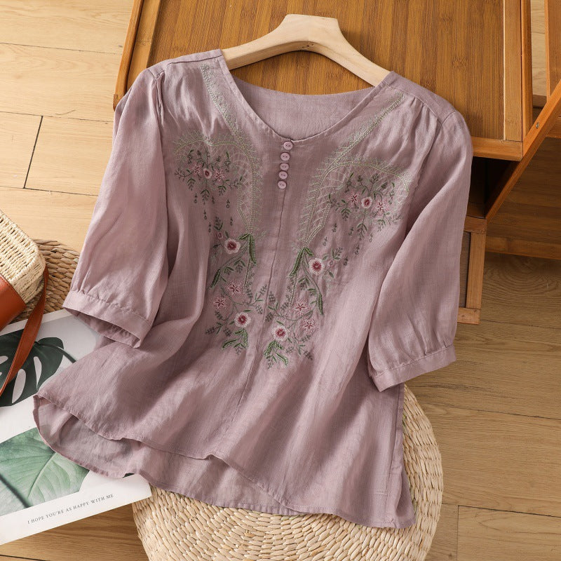 Women's V Neck Blouse – Purple
