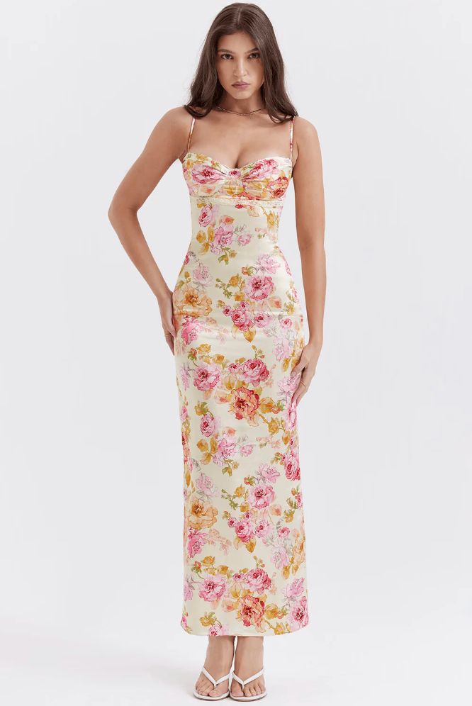 Women's Maxi Dress – Floral Pink