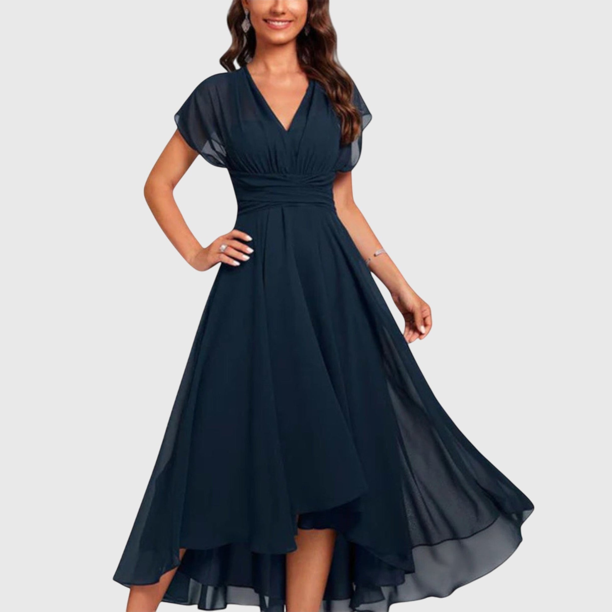 Women's V Neck Midi Dress – Blue