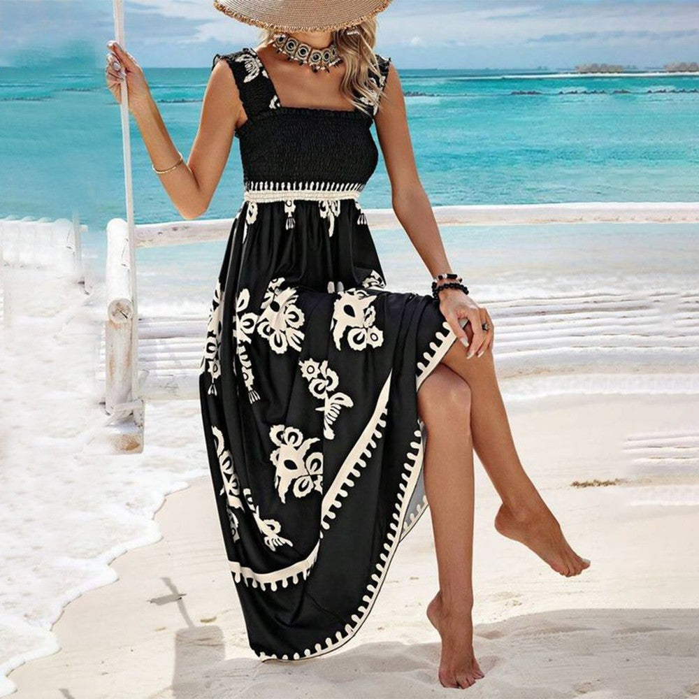 Women's Square Neck Maxi Dress – Black