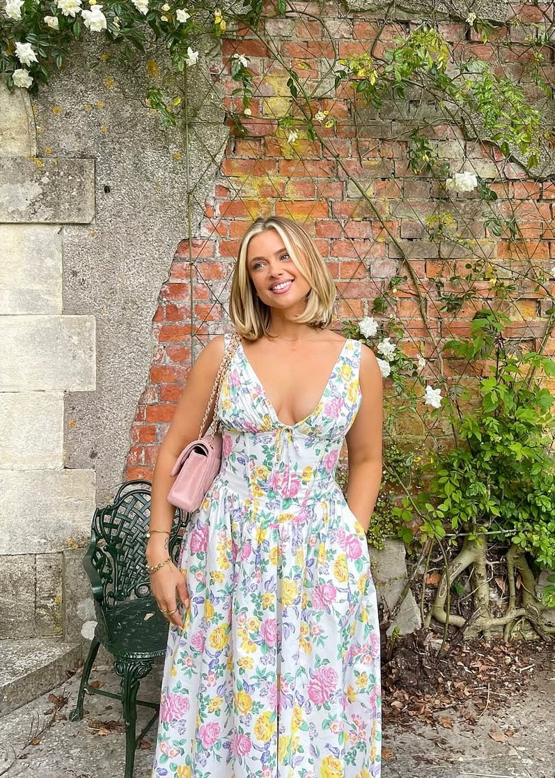 Women's V Neck Midi Dress