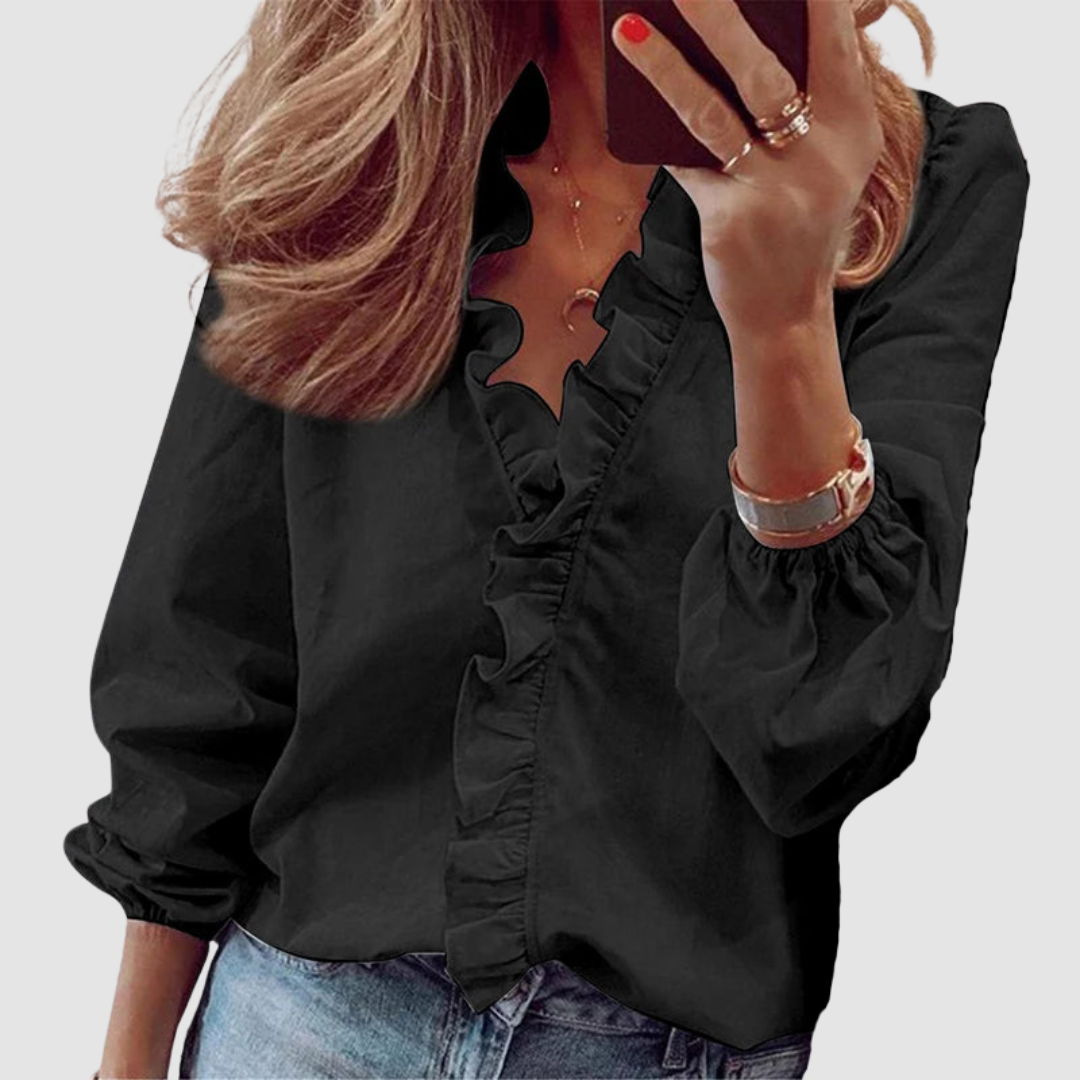 Women's Long Sleeve Blouse – Black