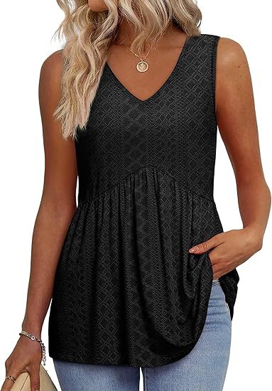 Women's V Neck Sleeveless Blouse – Black