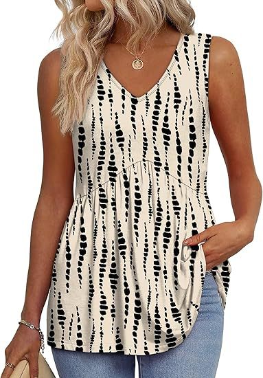 Women's V Neck Sleeveless Blouse – Black Spots