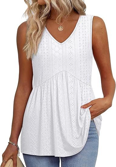 Women's V Neck Sleeveless Blouse – White