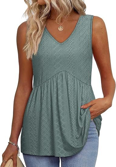 Women's V Neck Sleeveless Blouse – Green