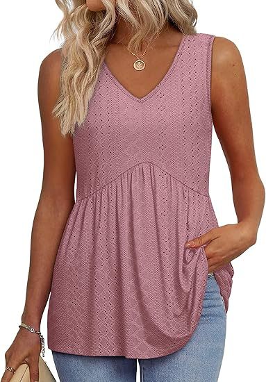 Women's V Neck Sleeveless Blouse – Light Pink