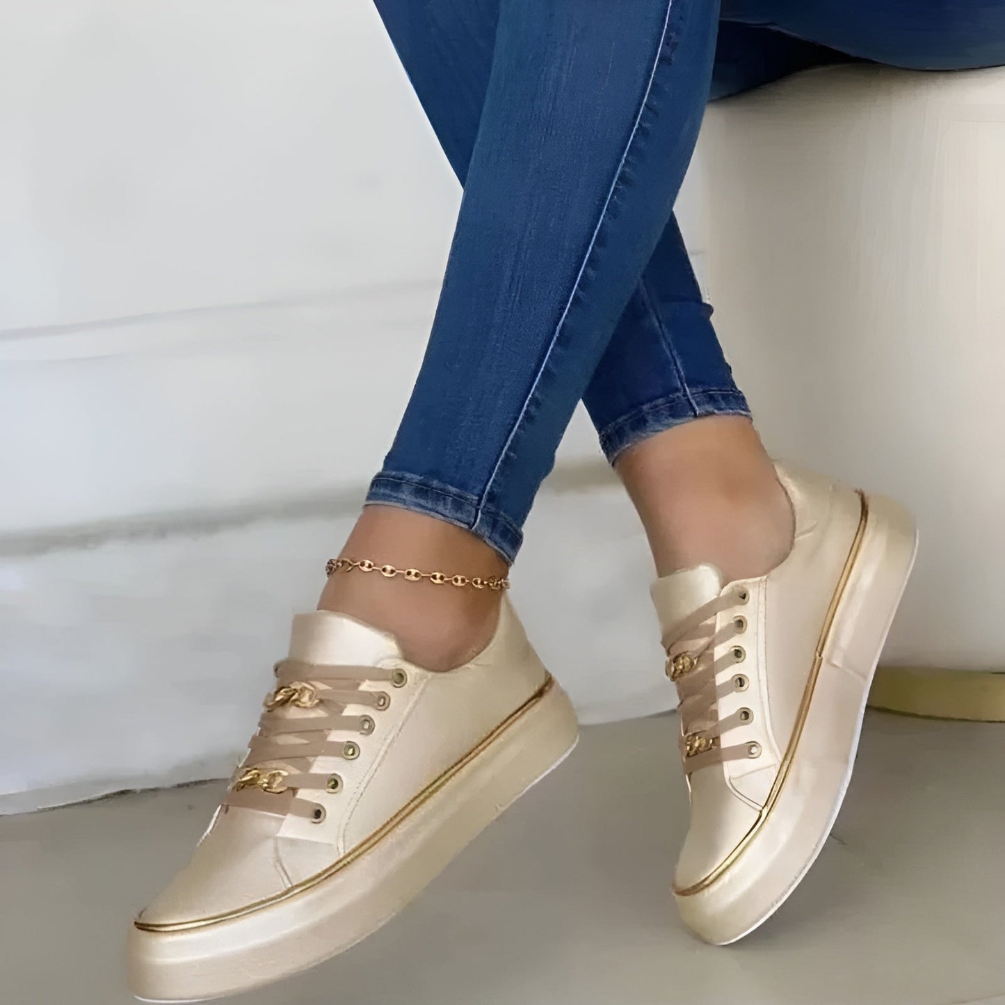 Women's Platform Sneakers – Gold